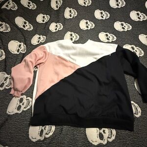 SHEIN NURSING Tri-Tone Sweater - Pink, White, and Black